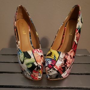 Jatina Magazine Print Pumps